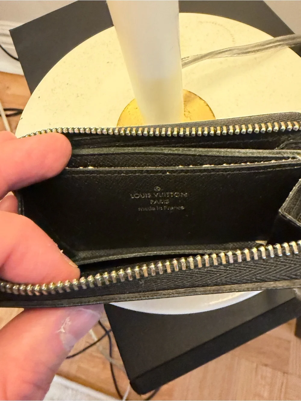 Louis Vuitton Damier Graphite Zippy Coin Purse Black Gray Wallet with Box
